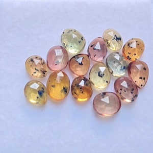 Good-quality Tanzania with blue dot sapphire  rose-cut slice, free from  shape, 11 ct, 15 pices, 4x6 mm gemstone for
