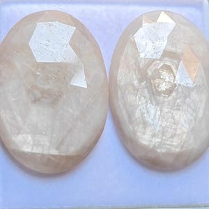 Good-quality white sheen sapphire rose-cut slice, 1 pair oval  shape, 55 cts, 20x28 mm loss for gemstone
