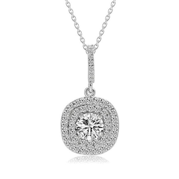MIRABELLA Diamante Necklace, Silver Wedding Necklace, Bridal Necklace, Formal Necklace, Prom Necklace, CZ Necklace