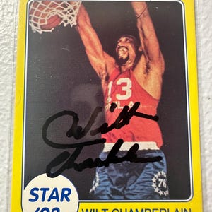 Cartão de autógrafo de Wilt Chamberlain