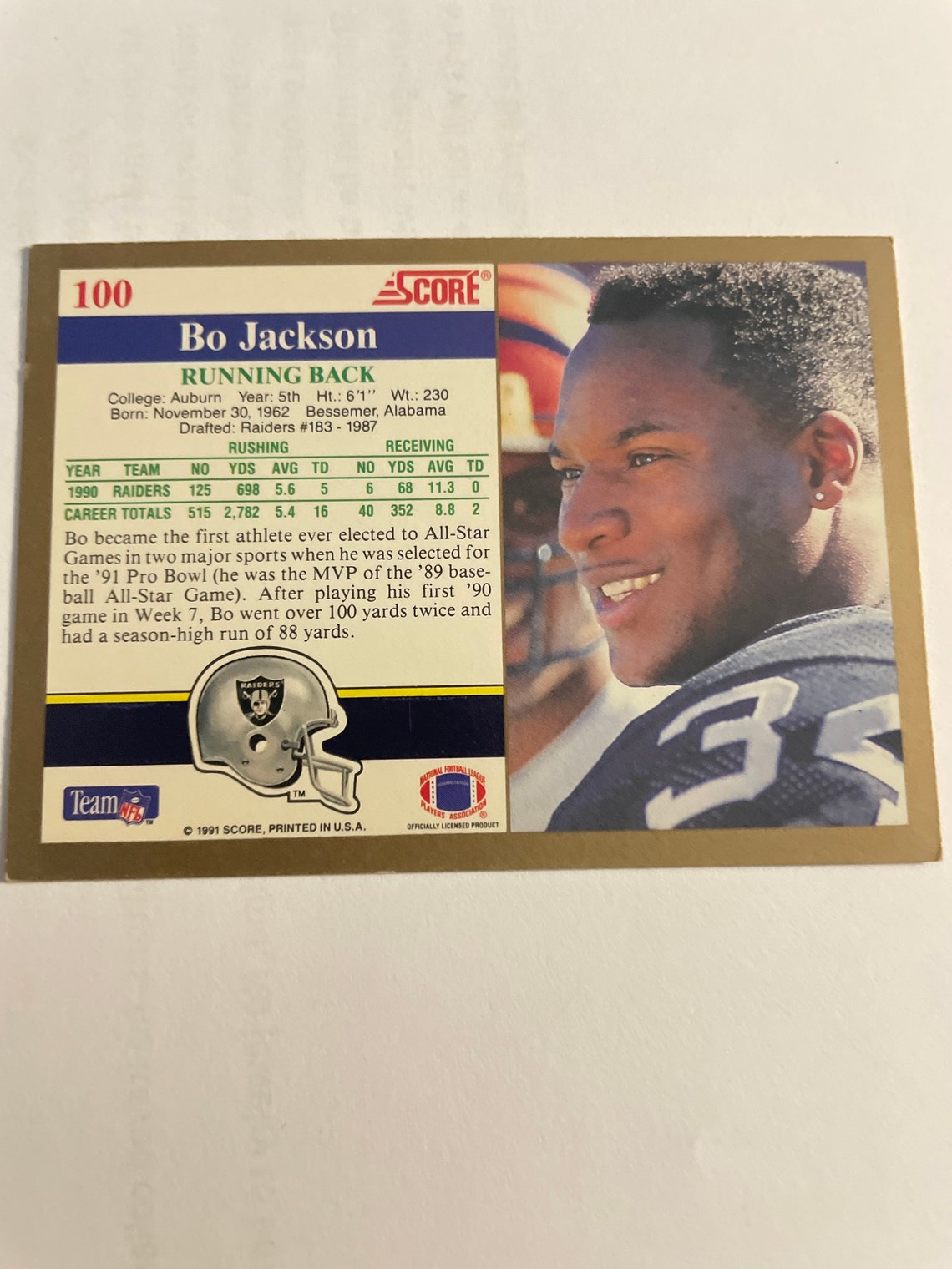 Bo Jackson Autographed Card Etsy