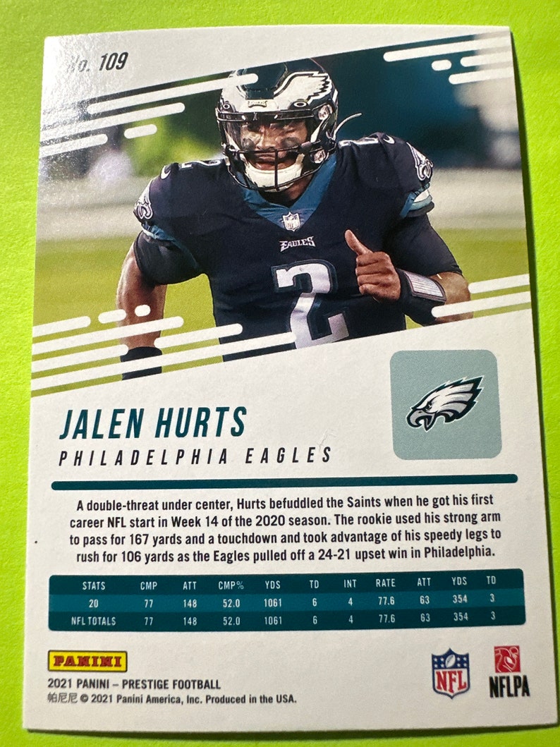 Jalen Hurts Autograph Card Etsy