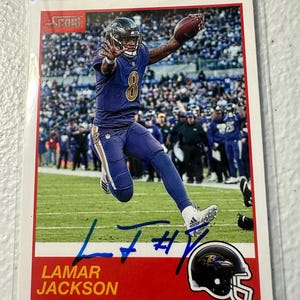 Tarjeta autógrafa de Lamar Jackson