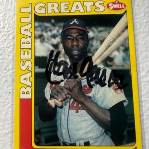Tarjeta autógrafa de Hank Aaron