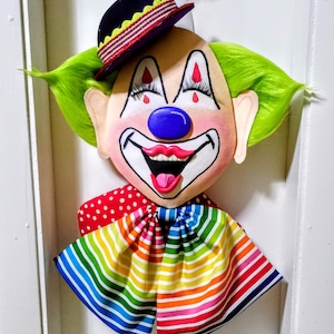 Chuckles Clown Wreath Attachment: Handmade Circus Decor, birthday wreath, Photo prop, Childrens room