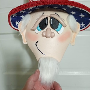 Handmade Uncle Sam Wreath Attachment: Patriotic 3D Character