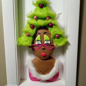 African American/Caucasian wreath attachment, Ms. Kringle, Mrs. Santa Claus, Custom order, Christmas wreath attachment, Santas Mrs.,