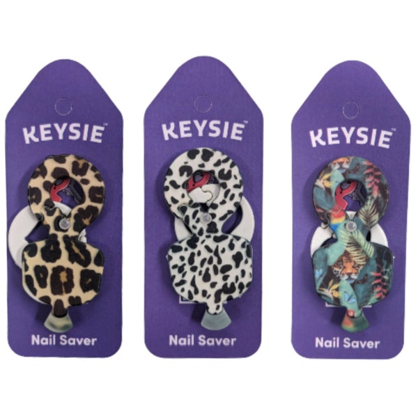 Keysie Nail Saving Tool & Trolley key for press on nails, BIAB Nail, Builder nails, Nail Extensions. leopard print , cow print