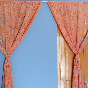 Curtains for dorm room,study room,bed room,vintage curtains ,boho curtains ,indian kantha,orange curtains,house warming decor,entrance decor