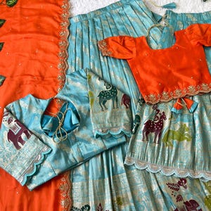 Custom made order Mom and Daughter Lehenga set,Mom and Daughter combo ,Benarasi Fabric lehenga dresses ,Family outfit Part wear