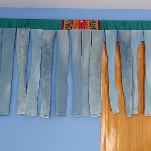 Handmade Hippie Curtains Boho curtains Denim reused denim as Backdrop banner Shabby chic fabric Garland reused Indian Curtains new blue