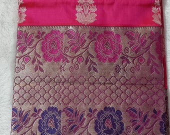 Pure Venkatagiri-pattu-sari met Paithani Muniya-rand, nieuwe lancering
