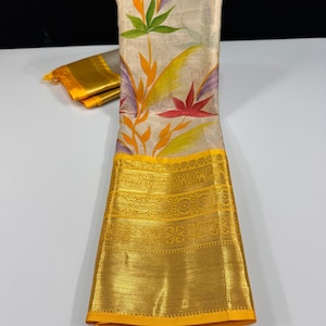Indian culture yellow Pattu saree soft kanchi pattu saree festive wear Indian saree kanchipuram saree beautiful big border sari wedding wear