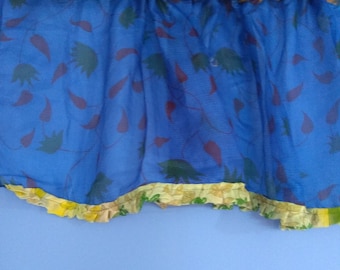 Vintage Silk Floral Valance: Boho Window Curtain Panels (59x20 inches)