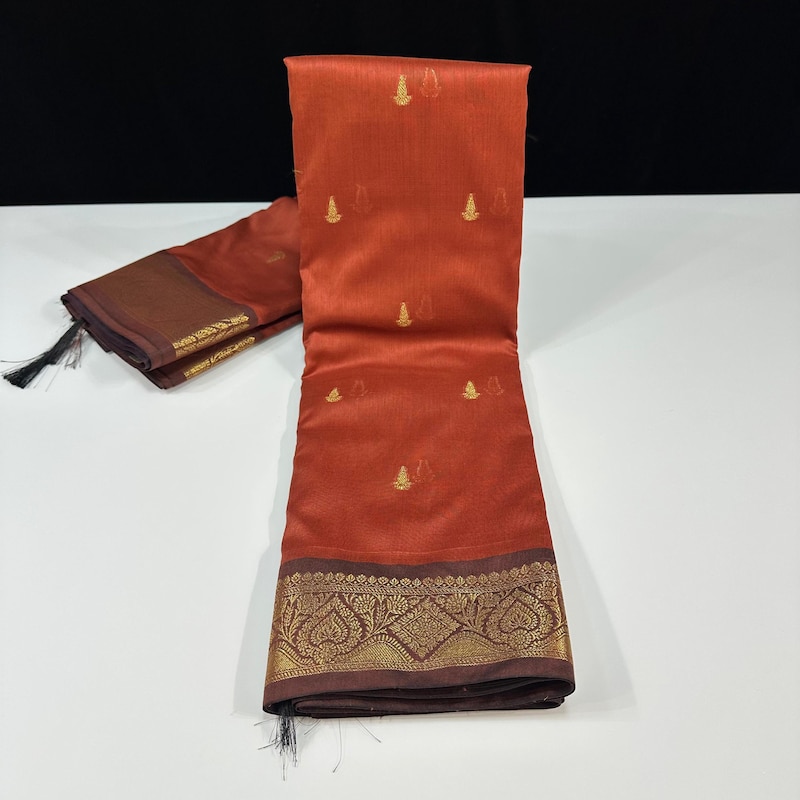 Rust and Brown Saree - Etsy