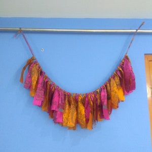 Indian handmade Fabric Garland,Room Decor,Baby shower Banner,Garland back drop,Wedding Decor Banner,Boho Wall Hangings,Vintage fabric Banner