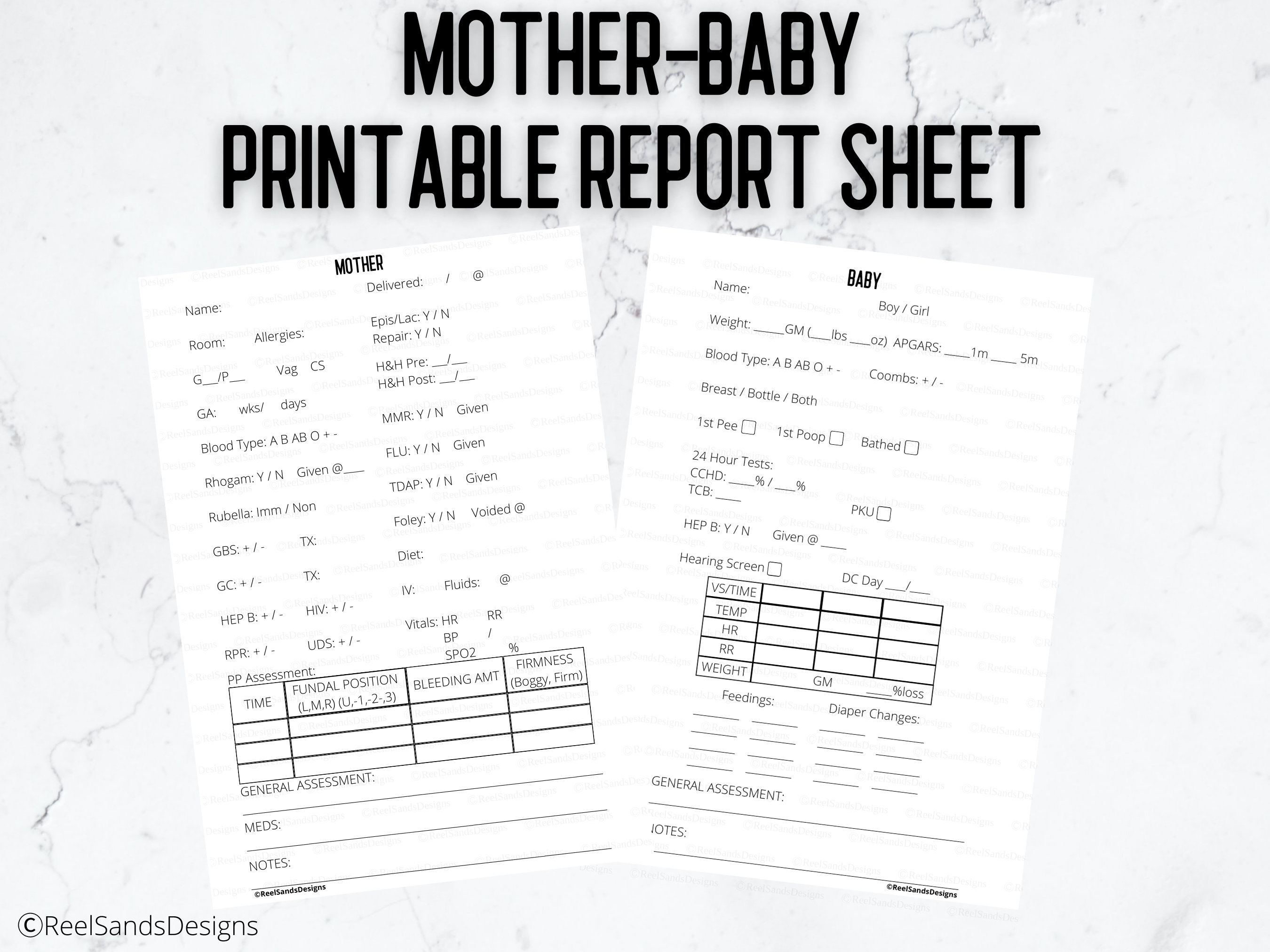 Postnatal Notes Mother Baby Printable Nurse Report Sheet - Postpartum Nurse Report ...