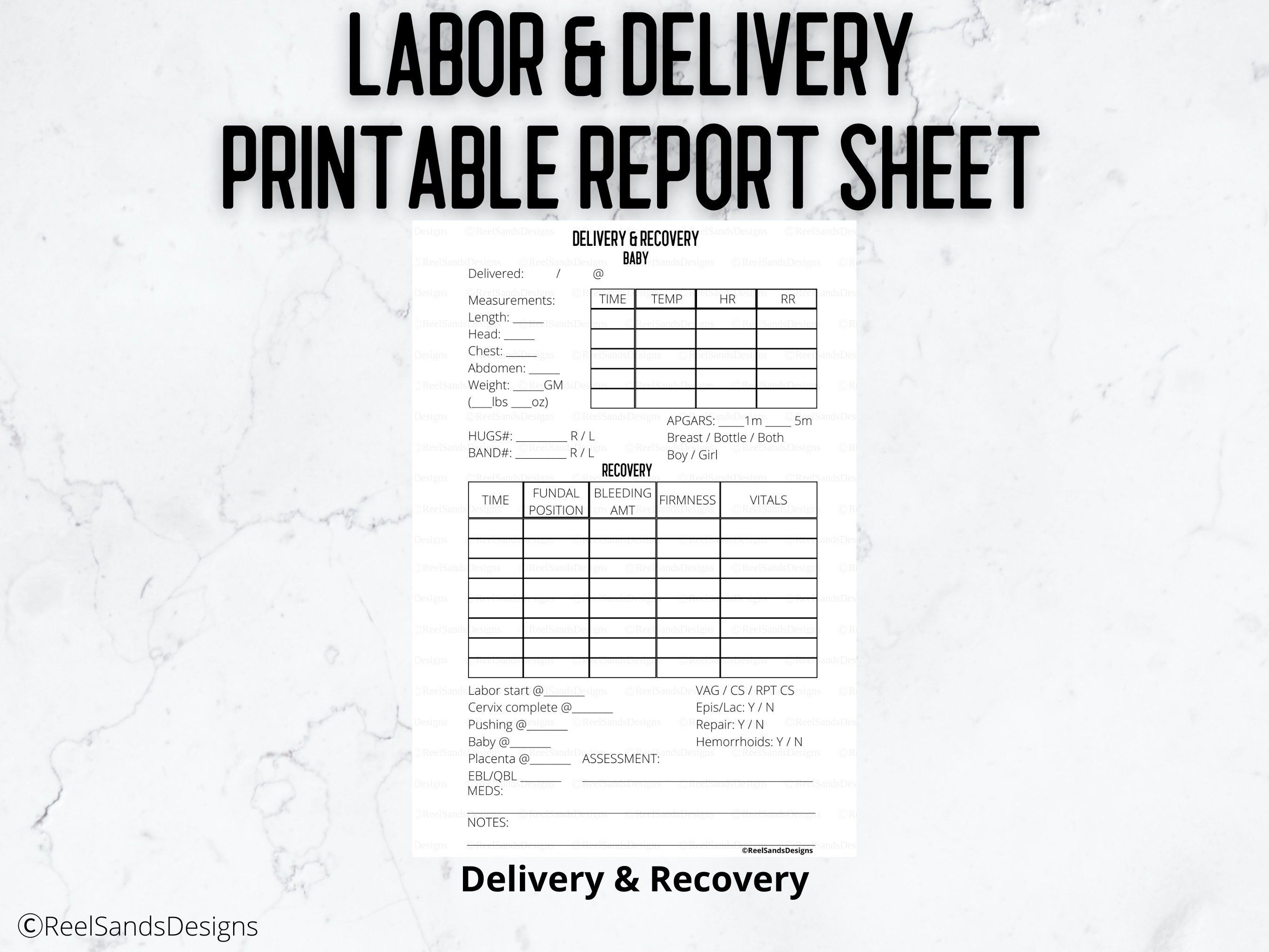 Labor and Delivery Nurse Report Sheet: Printable OB Report (PDF File ...