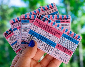 Labor and Delivery Badge Buddy Bundle | Postpartum Nursery Registered Nurse Reference Cards | Newborn Assessment Fetal Monitoring Hemorrhage