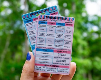 Newborn Assessment NRP Quick Reference Badge Buddy Card - Nursing - Id - Badge Buddies - Employee - Labor & Delivery - Nursery - NICU - OB