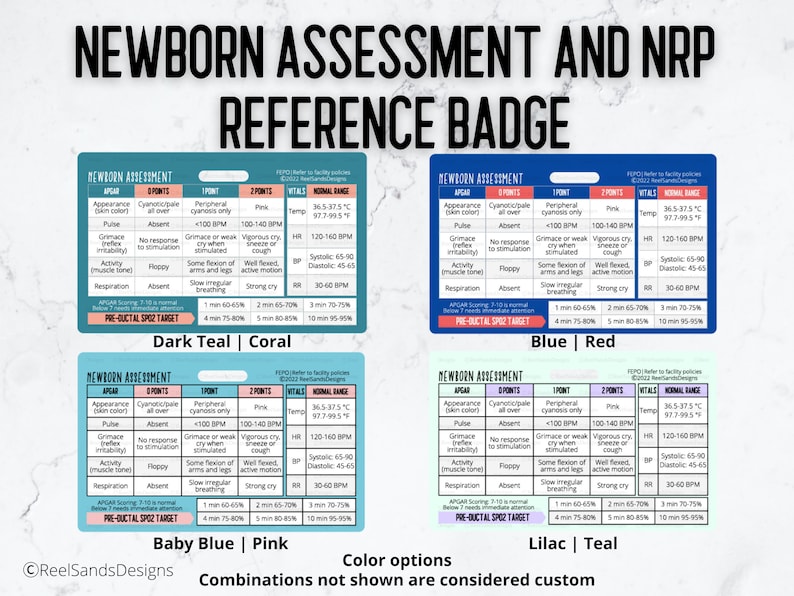 Newborn Assessment NRP Quick Reference Badge Buddy Card Etsy