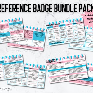Lot d'amis badges main-d'oeuvre et accouchement | Cartes de référence pour les infirmières post-partum | Évaluation du nouveau-né Surveillance fœtale Hémorragie