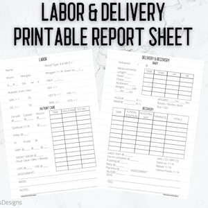Labor and Delivery Report - Organized Labor Report - Printable Nurse Report Sheet - OB - Nurse Brain Sheet - PDF File