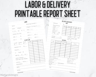 Labor and Delivery Report - Organized Labor Report - Printable Nurse Report Sheet - OB - Nurse Brain Sheet - PDF File