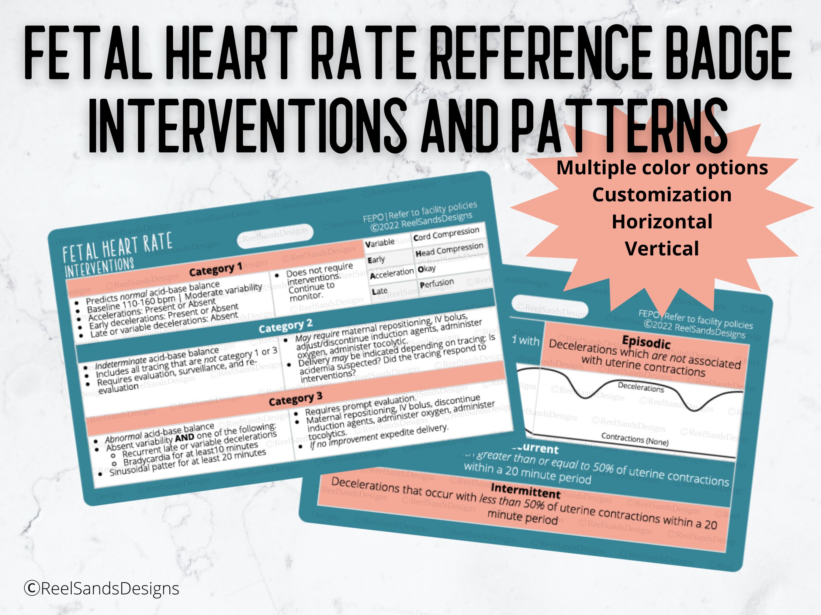Fetal Heart Rate Interventions Patterns Quick Reference Badge Etsy