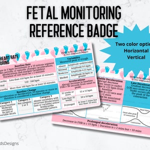 Fetal Monitoring Badge Buddy Card - Nurse Reference for Decelerations and Categories - EFM Heart Rate - Labor and Delivery - OB