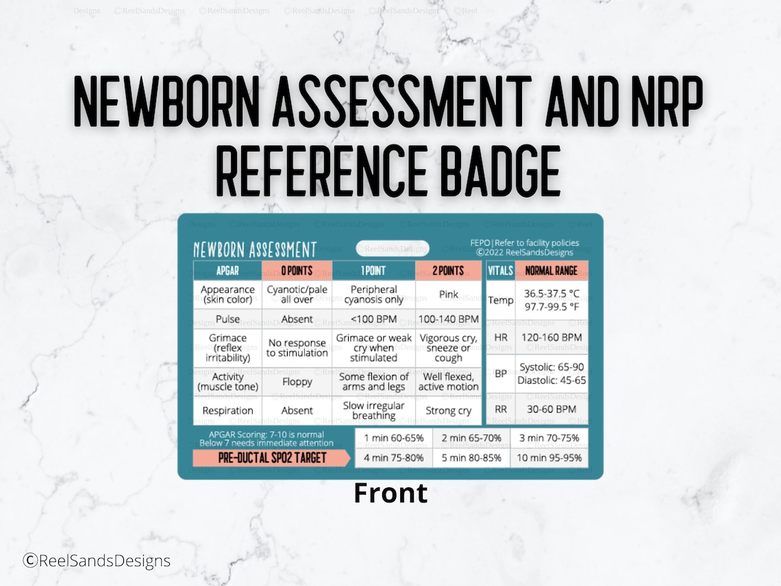 Newborn Assessment NRP Quick Reference Badge Buddy Card Etsy