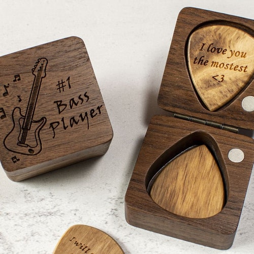 Personalized Wooden Guitar Picks With Case Custom Guitar Pick Etsy