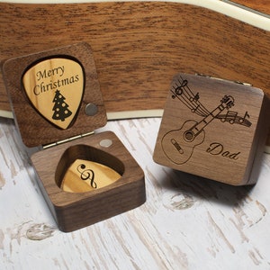Personalized Wooden Guitar Picks with Case, Custom Guitar Pick Holder, Plectrum Box  Guitar Player Gift, Father&#39;s Day, Gifts for Christmas