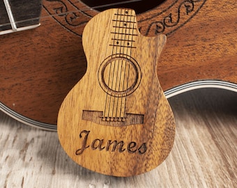 Personalized Custom Wood Guitar Pick with Unique Case, Engrave Holder Box for Wooden Picks, Gift for Musicians Player, Father's day Gifts