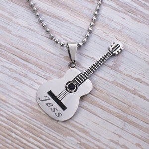 Custom Acoustic Guitar Necklace, Personalized Guitar Jewelry, Musician gift, Gift for Her, Father&#39;s Day, Christmas Gifts, Thanksgiving Gift