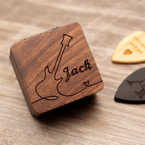 Personalized Wooden Guitar Picks With Case Custom Guitar Pick Etsy UK
