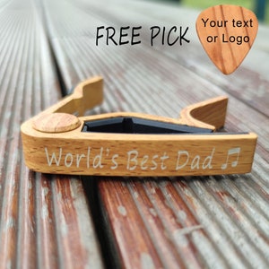 Personalized Wood Grain Guitar Capo, Custom Wooden Guitar Pick,  Quick Change Clamp Key Clip, Engraved Guitar Gifts for Him, Valentines Gift