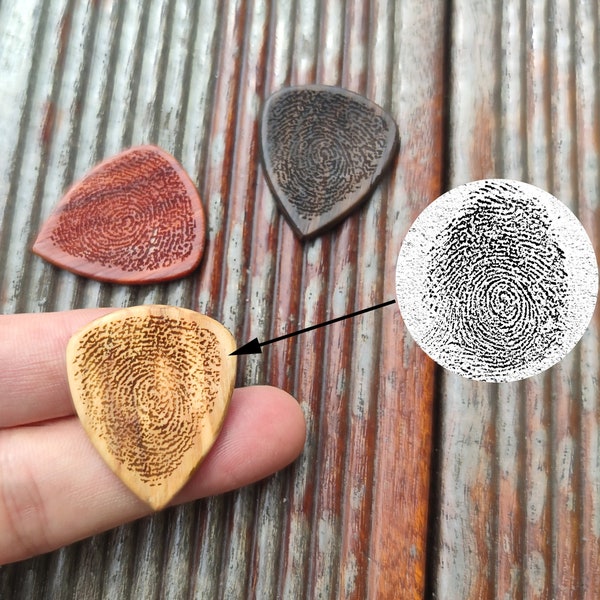 Personalized Actual Fingerprint Guitar Pick, Engraved Hand Stamped Picks, Custom Guitar Capo, Music Lover, Dad's Gift, Gift for Him