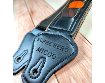 Personalisierter Gitarrengurt mit weichem Lederfuß, personalisiertes, verstellbares Gitarrenband mit weichem Lederfuß, Geschenk für Gitarrenspieler, Geschenke für Grads, Musiker