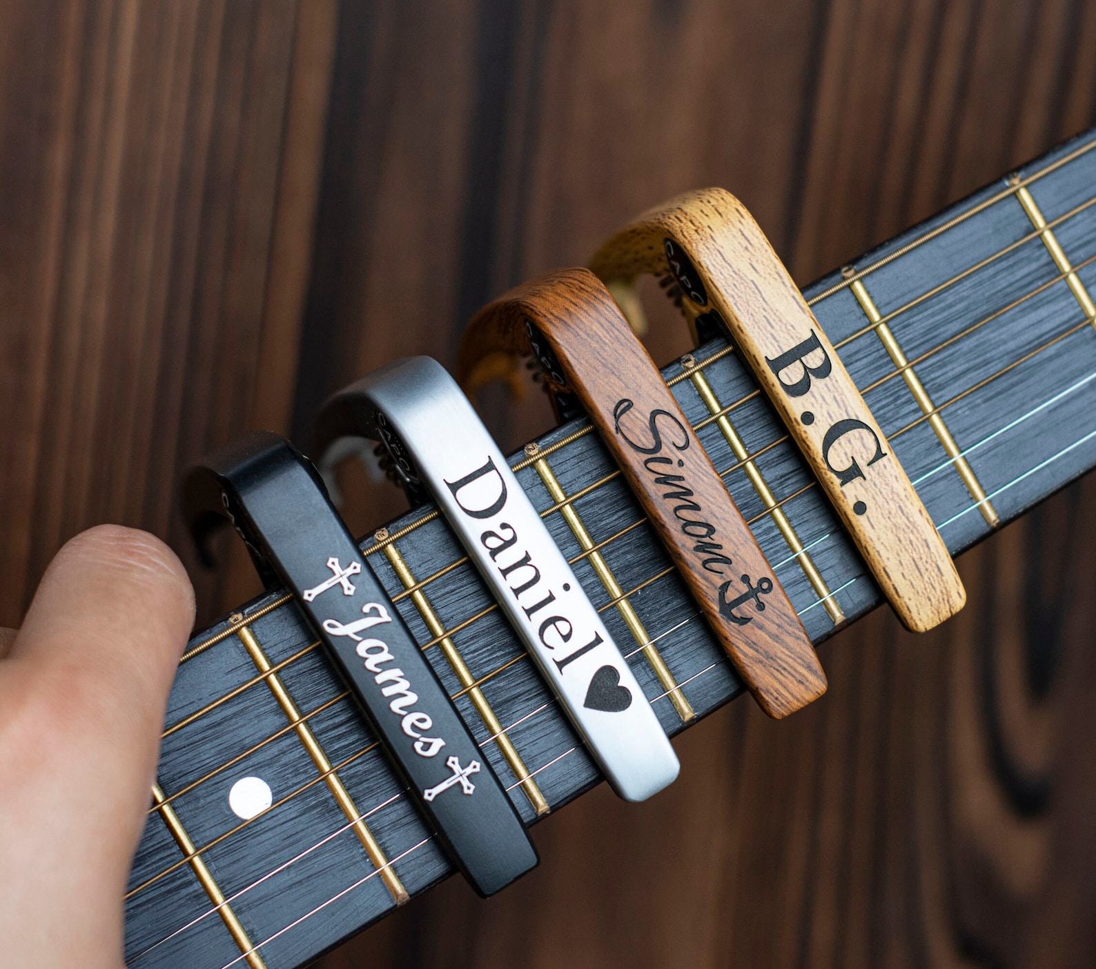 Personalized Wood-Grain Guitar Capo