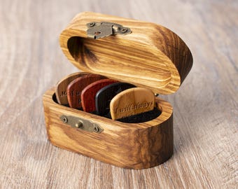 Personalized Guitar Pick Box, Custom Engraved Picks Case Holder, Gift for guitarist