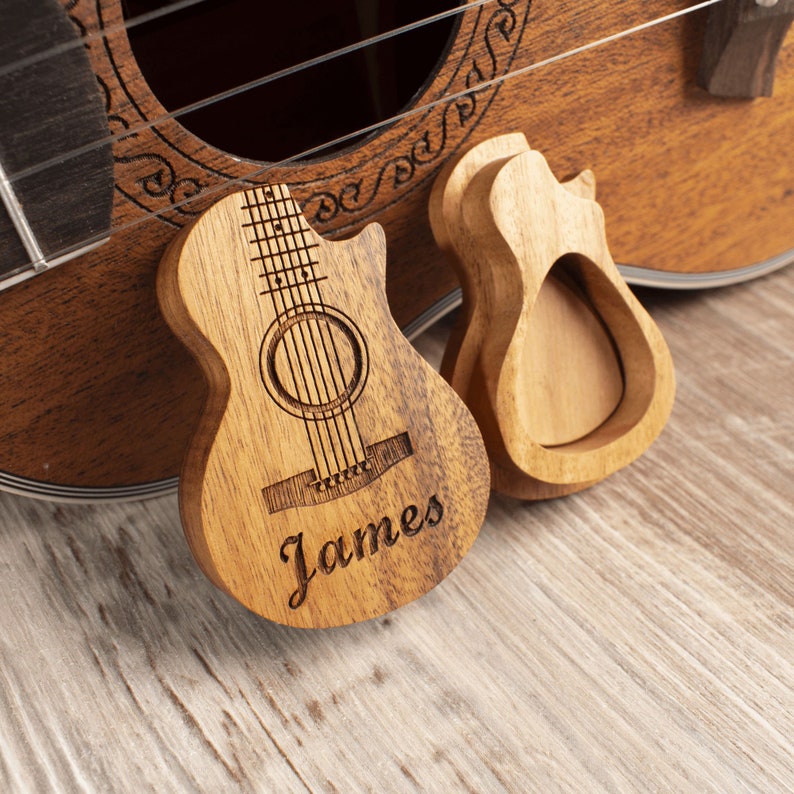 Personalized Custom Wood Guitar Pick with Unique Case, Engrave Holder Box for Wooden Picks, Gift for Musicians Player, Birthday Gifts image 7