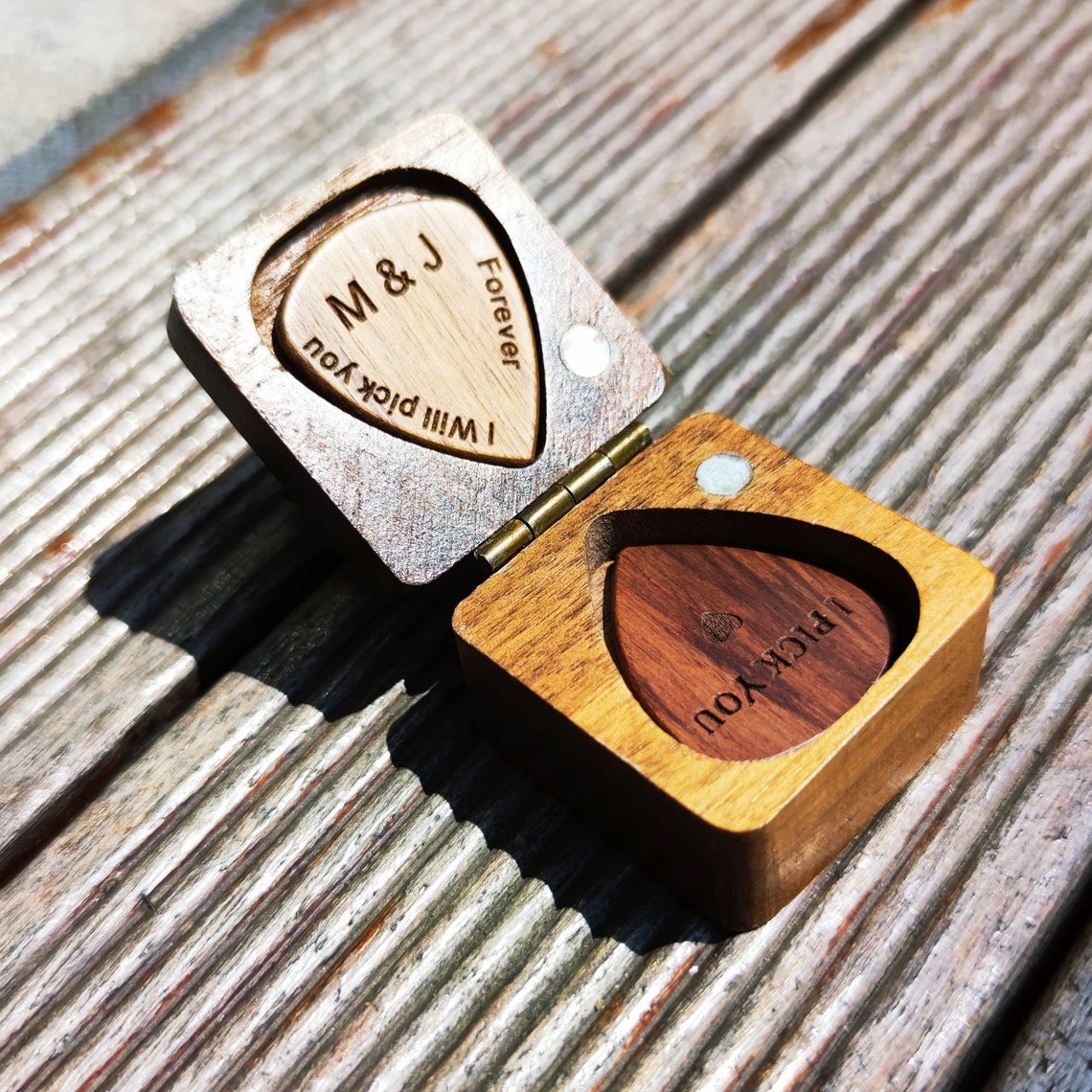 Personalized Wooden Guitar Picks Box Custom Guitar Pick Case Etsy