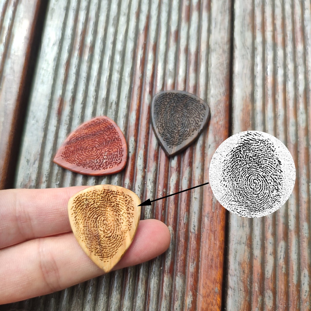 Personalized Actual Fingerprint Guitar Pick, Engraved Hand Stamped