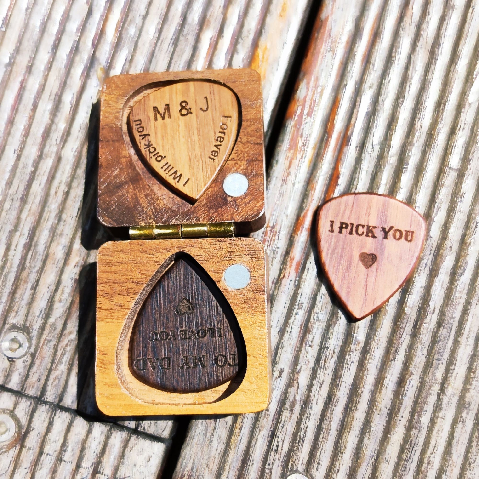 Personalized Wooden Guitar Picks Box Custom Guitar Pick Case Etsy