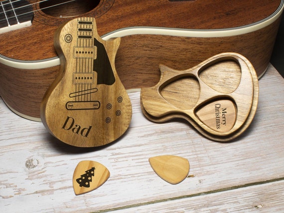 Médiators de guitare en bois gravés personnalisés avec étui