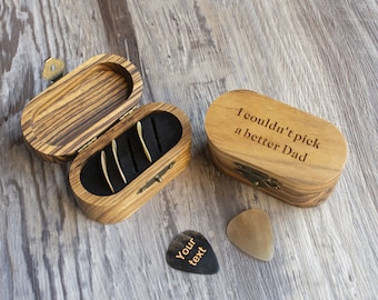 Personalized Wooden Guitar Pick Case, Custom Message, Engraved Plectrum Picks Box, Gifts for Dad, Groomsmen, Anniversary, Father's Day Gift