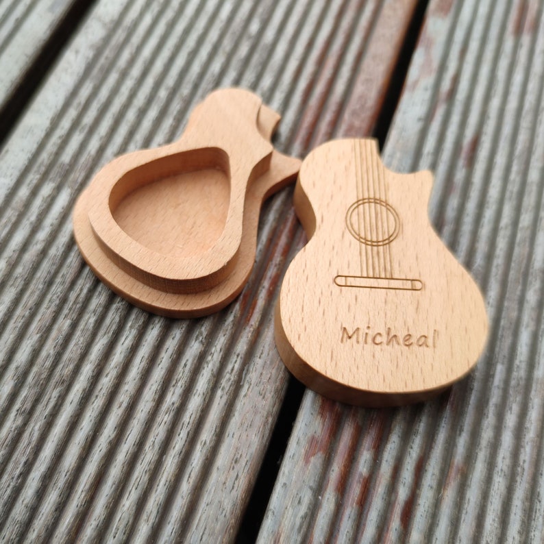 Personalized Guitar Pick Box, Engraved Wood Pick Case, Custom Plectrum Holder, Musician Valentines Day Gift Wooden Box For gurtar player image 8