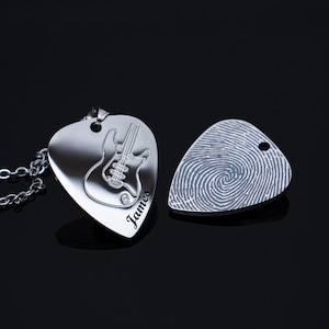 Personalized Guitar Pick Necklace, Custom Guitarist Pendant, Engraved Plectrum Jewelry, Gifts for Musician Guitar Player, Father&#39;s Day Gift