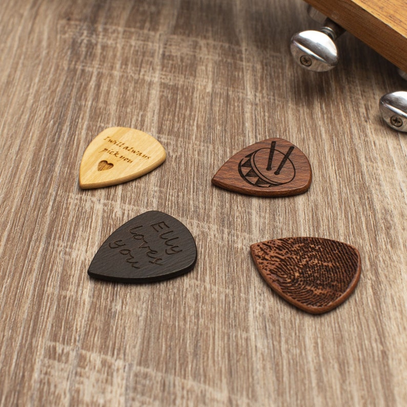 Personalized Unique Guitar Pick Case Custom Engraved Wooden Etsy